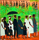 Funeral Canvas Paintings - The Funeral Procession by Ellis Wilson